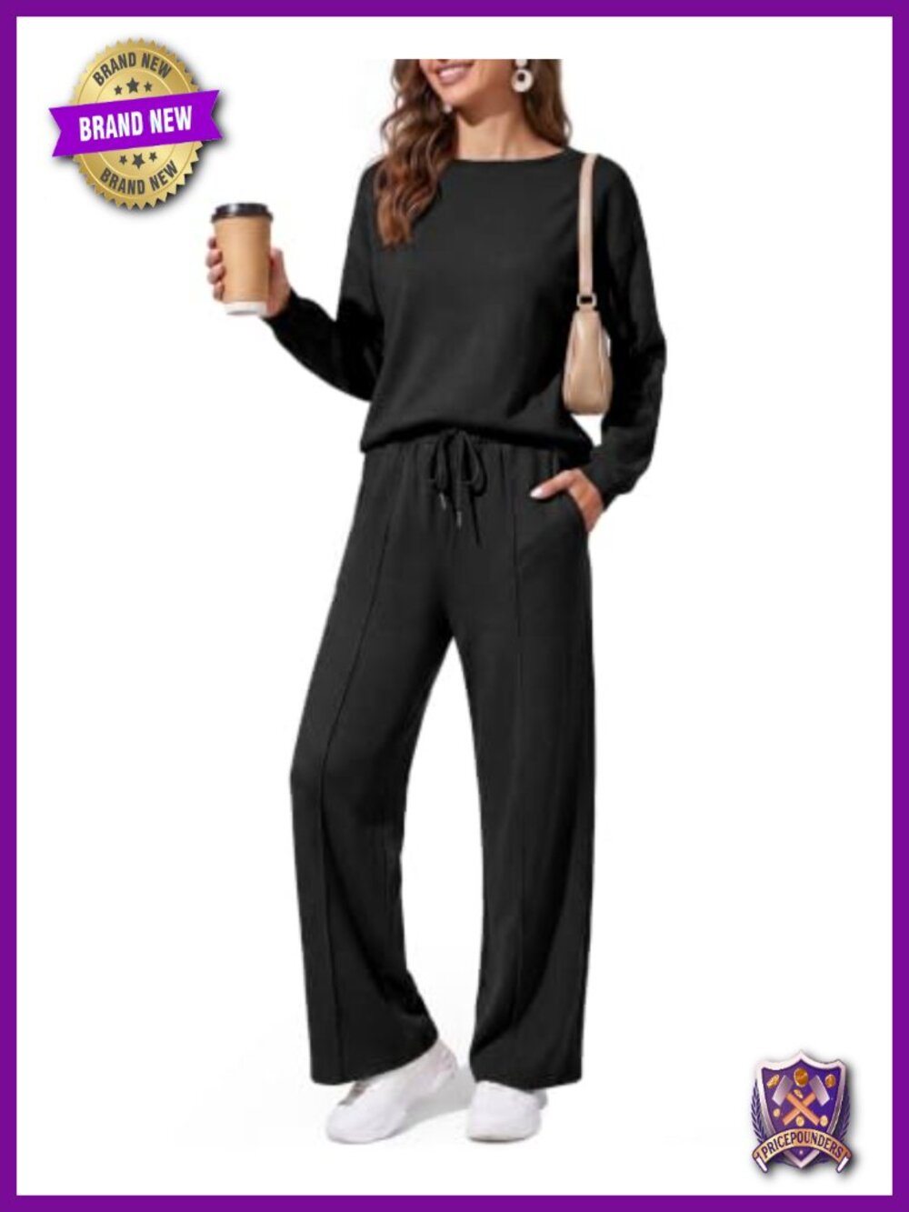 Women's 2 Piece Lounge Set Long Sleeve Top Wide Leg Pants Sweatsuit